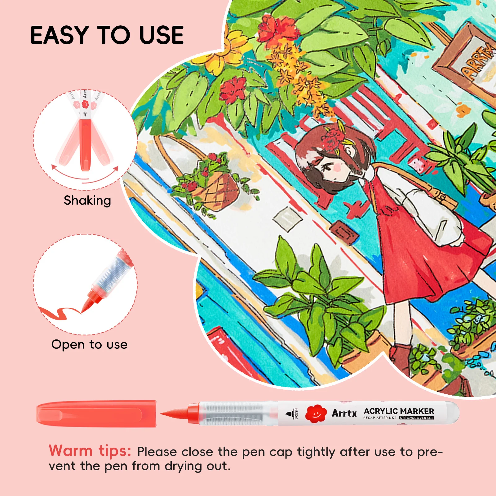 Arrtx 60 Colors Acrylic Markers Automatic Ink Control Direct Liquid Ink - Image 5