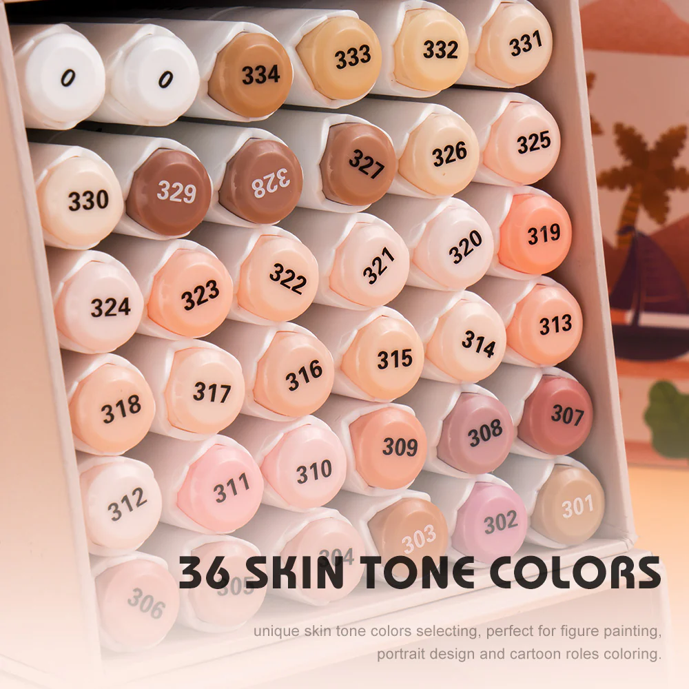 Arrtx ALP 36 Alcohol Markers Skin Tone Colors Paint Markers Dual Tip - Image 9